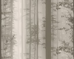 טפט לקיר יער עם עצים אפור לבן