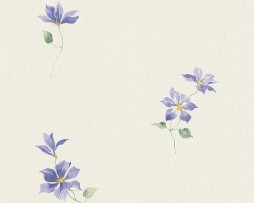 טפט לקיר פרחים בודדים כחולים רקע לבן