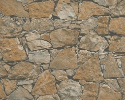 טפט לקיר קיר מאבנים גוון צהוב