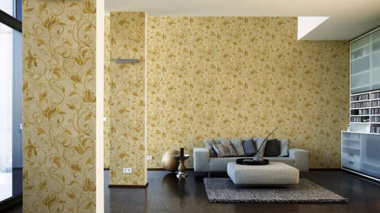 טפט לקיר בצורת עלים גוון זהב דוגמא