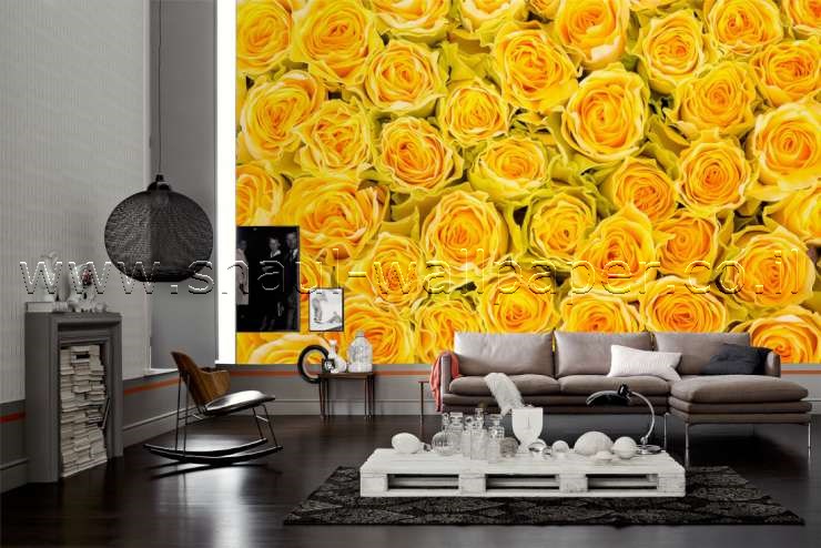 תמונת טפט תלת מימד ורדים צהובים