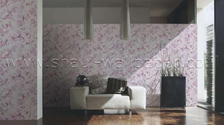 טפט לקיר בצורת פרחים עם דמויות בגוון סגול